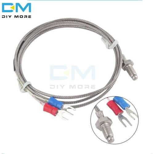 1M 3.3ft K Type Thermocouple Control Temperature Controller 0-800C Sensor Probe 6mm Thread Diameter Fibreglass Metal Shield