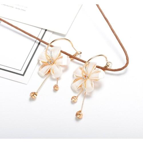 Flower Tassel Drop Earrings For Women Crystal Pendants Statement Dangle Earring Long Eardrop Fashion Jewelry Ear Accessories
