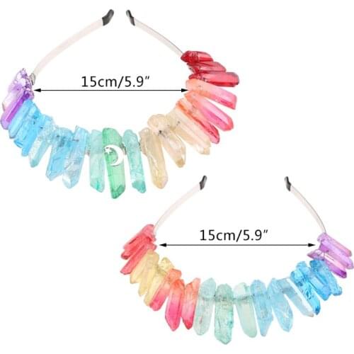 Raw Crystal Quartz Crown Headband Rainbow Colorful Stone Jewelry Tiara Hair Hoop