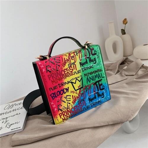 PU Leather Women Purses and Handbags 2021 Luxury Designer Girls Female Shopper Casual New Fashion Color Graffiti Letter Wallets