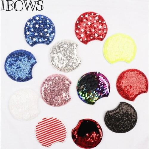 IBOWS 1 Pair Sequin Mouse Ears Paded Patches For Girls Glitter Ears Hair Bow Headband Kids Birthday Party Hair Accessories