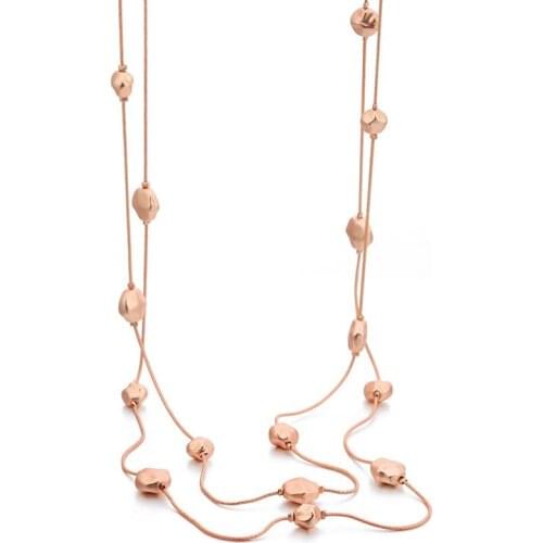 New Design Double Chain Sweater Necklaces Mix Color Hearts Beads Statement Fashion Jewelry Accessory Long Necklace