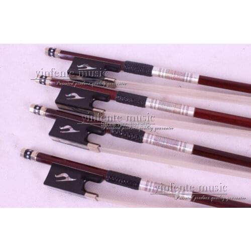 4 pcs Brazilwood Violin Bow 4/4 Straight Pretty inlay Color #R 20