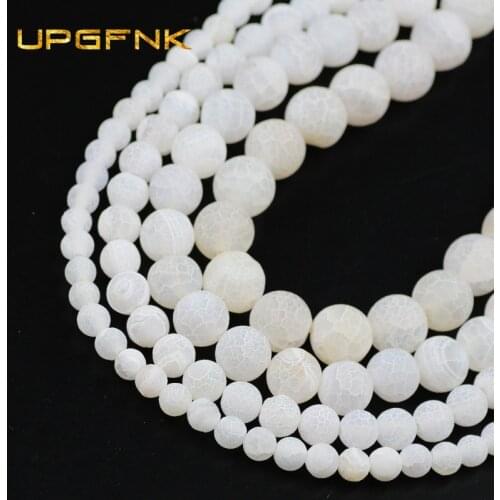 Natural Stone Frost White Cracked Dream Fire Dragon Veins Agates Beads For Jewelry Making DIY Bracelet Accessories 6/8/10mm