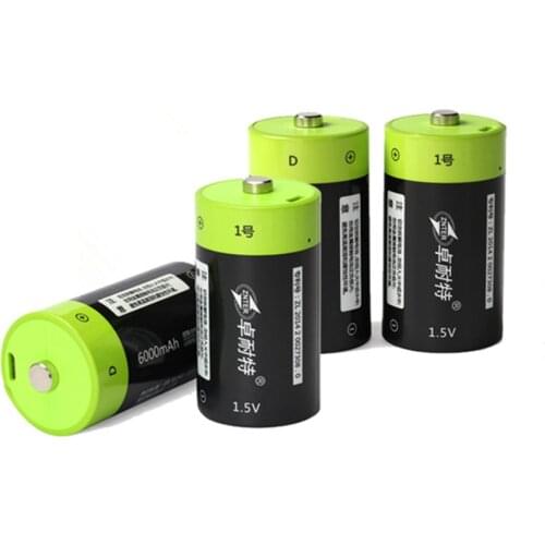 4pcs/lot ZNTER 6000mAh 1.5V rechargeable battery Micro USB battery size D Lipo LR20 battery for RC camera drone accessories