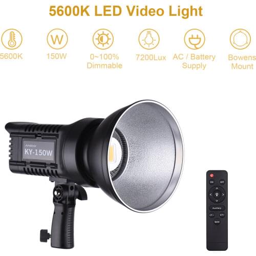 Andoer LED Video Light Studio Portrait Lamp 150W Daylight 5600K CRI93+ TCLI95+ 16000LM Brightness Dimmable Bowens Mount