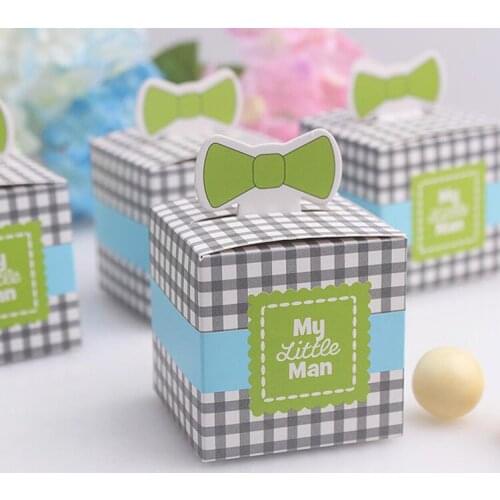 Free shipping baby box 300pcs cute my little man bow tie Wedding Favor Boxes gift box candy box lin2202