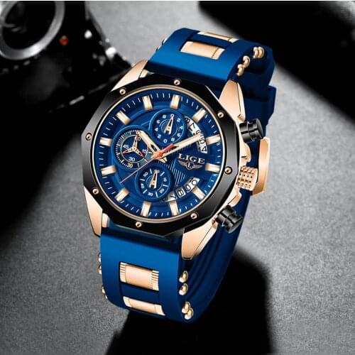2020 NEW Top LIGE Brand Casual Fashion Watches for Man Sport Military Silicagel Wrist Watch Men Watch Chronograph Relojes Hombre