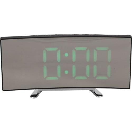 Digital Alarm Clock, 7 Inch Curved Dimmable LED Screen Digital Clock for Kids Bedroom, Green Large Number Clock, Lightweight Sma