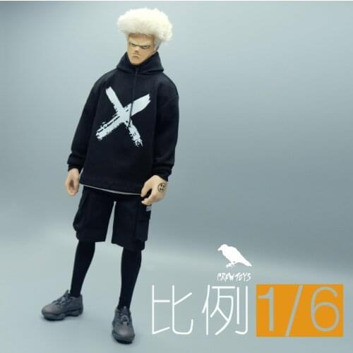 CROWTOYS 1/6 Mens Soldier Trend Hoodie Short Panties Socks Model for 12 Inch Action Figure Doll Toy For Collection