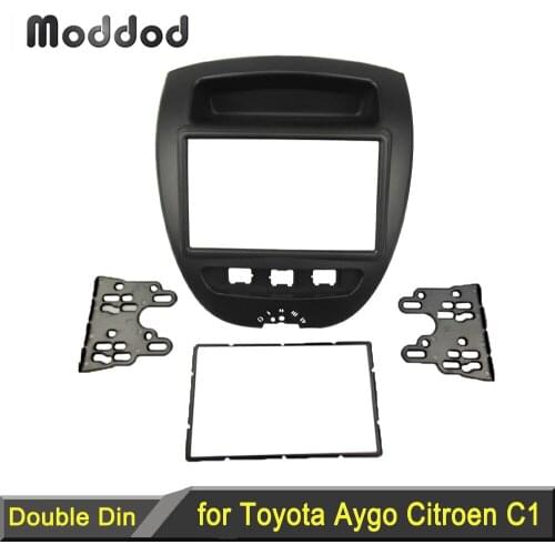 Double Din fascia for Toyota Aygo Citroen C1 Peugeot 107 Radio DVD Stereo Panel Dash Mounting Installation Trim Kit Frame Bezel