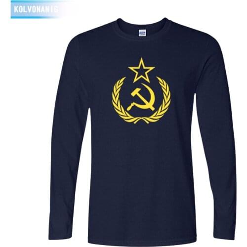 2019 New CCCP T Shirts Men USSR Soviet Union KGB Man T-Shirt Long Sleeve Moscow Russians Tees Cotton O Neck Tops Clothing TO-89
