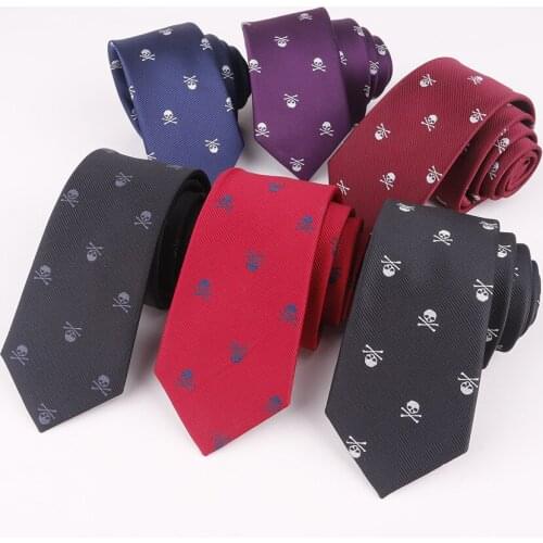 Linbaiway 6cm Halloween Skull Ties for Mens Narrow Necktie Texture Wedding Party Neck Ties Gravata Accessory Gift Custom Logo