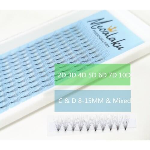 Mecalaku Premade Eyelash Volume 2D-10D Eyelashes Short Stem Pre Made Fans Silk Soft Lash Extension False Mink Individual Lashes