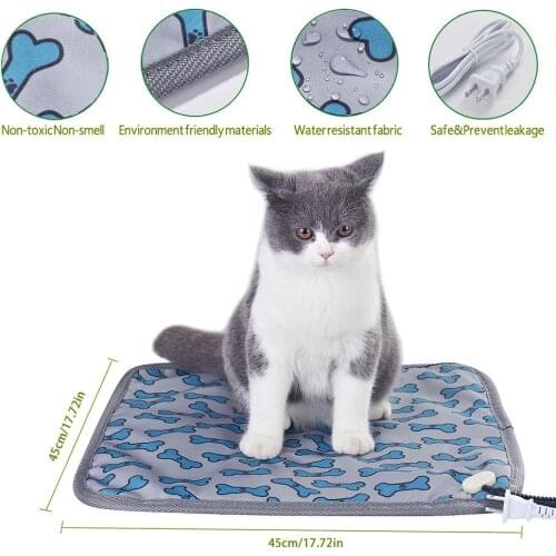 Pet Dog Heating Pad Dog Cat Electric Heating Blanket Winter Indoor Waterproof Adjustable Warming Mat with Chew Resistant Wire