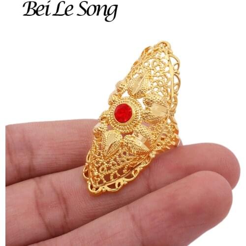 Rings 24K gold color new luxury ring for women girls wedding resizable Womens ring jewelry Dubai African wife gifts jewellery