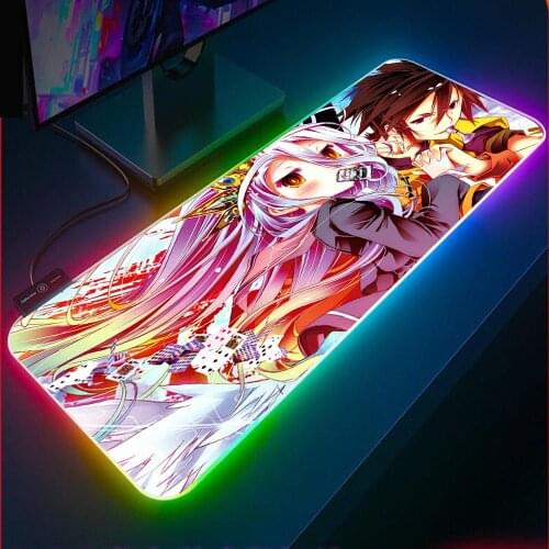 No Game No Life RGB Peripheral Animation Mouse Pad Luminous LED Gaming Mouse Pad XXL Gamer Laptop Office PC Keyboard Pad Desks