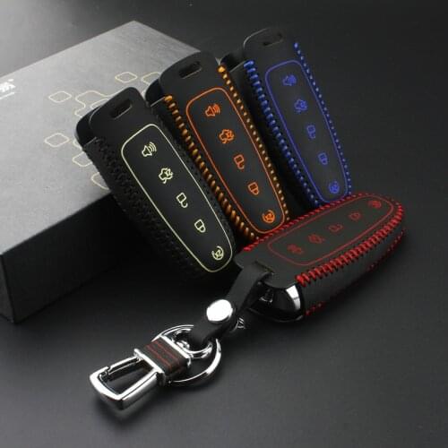 Leather Car Key FOB Cover For Ford Fusion Edge Explorer 2011 2012 Lincoln MKC 2013 MKS MKT Accessories Key Case Key Holder Key2a