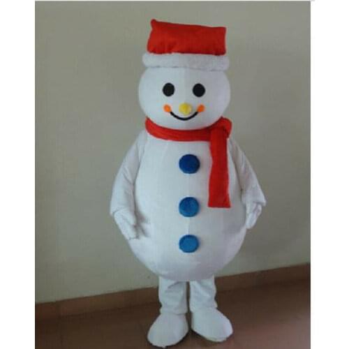 Red Hat Christmas Snowman Mascot Cute Snowman Costume Adult Size Fancy Cosplay Halloween Party Outfits Free Shipping