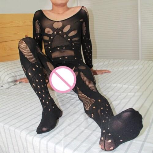 Creative Male Lingerie Crotchless Bodysuit Mens Nightwear Retro Open Crotch Body Stockings Gentleman Sex Sleepwear Dropshipping