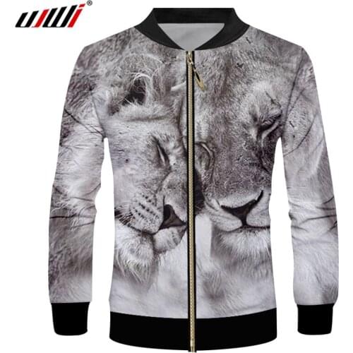UJWI Mens New 3D Printed Plush Pattern Lovely Zip Jacket Two Tigers Unisex Wholesale Oversized Man Zipper Coat 5XL