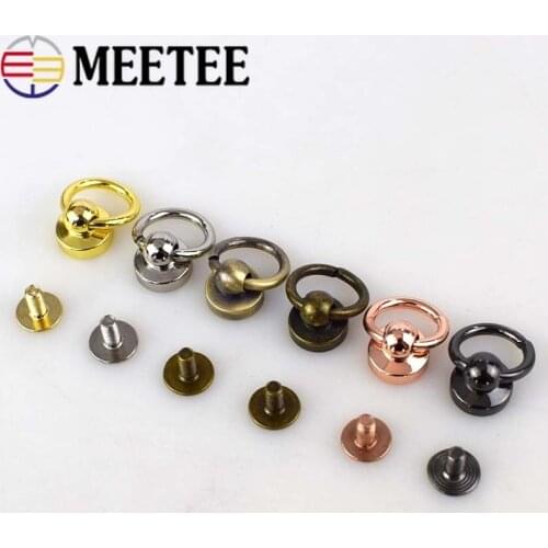 Meetee 5/10/20pcs 10mm Metal Bags Rivet Nail Buckle Swivel Screw Studs Button Handbag Chain Hanger Leather Craft Accessories
