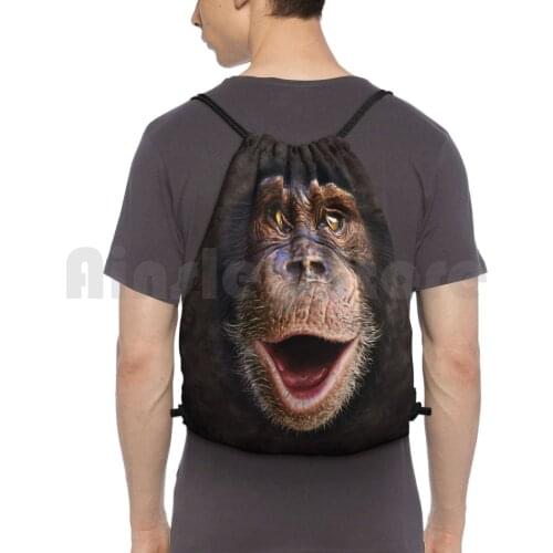 Cute Animal Happy Chimp-Monkey Face Gift Backpack Drawstring Bags Gym Bag Waterproof Cute Animal Happy Chimp Monkey Face