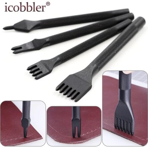 1Set 1/2/4/6 Prong Diamond Leather Punching Tool Kits,DIY Sharp Chisel for Wallet Bag Sewing Stitching Craft Hole Punched 3-5mm