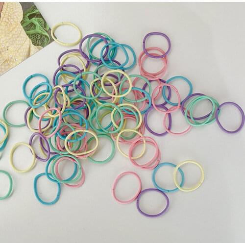 100Pcs/Set New Girls Candy Colors Basic Elastic Hair Bands Kids Rubber Bands Headband Scrunchie Fashion Hair Accessories