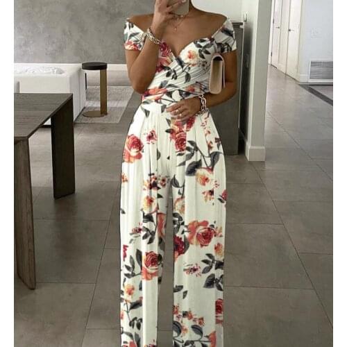 New 2021 women one-shoulder printed jumpsuit one piece jumpsuit jump suits for women long jumpsuit women elegant jumpsuit women
