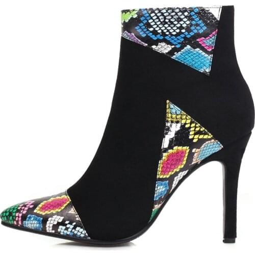 And winter new womens comfortable shallow mouth pointed boots womens zipper simple sweet wild boots 33-43