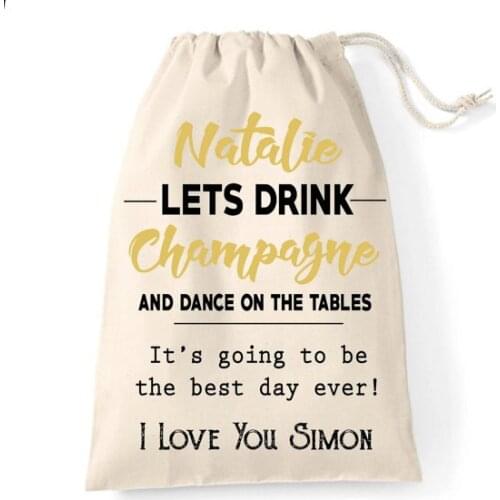 Custom Time to drink champagne wedding Party Survival Hangover Kit jewelry favor muslin Bags Bachelorette bridal shower gifts