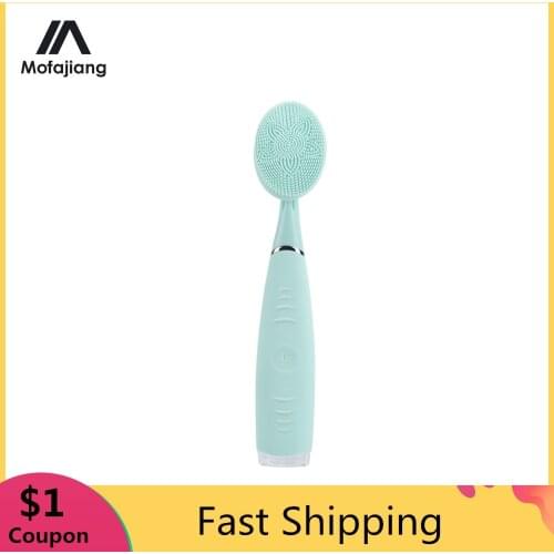 Facial Cleansing Brush Rechargeable Waterproof Silicone Face Brush Vibration Deep Cleaning Blackhead Remover Anti Aging