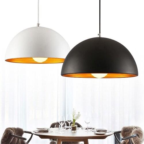 Nordic Black White Pendant Light Aluminum Lampshade Lighting Suspension Luminaire For Restaurant Kitchen Decor Hanging Lamp