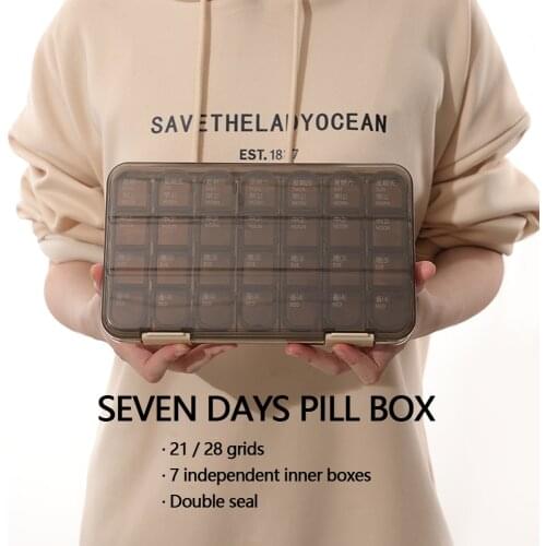 Portable Life-saving Medicine Case 7 Days Pill Box Sealed 21/24 Grids Large Capacity Sub-packing Box Travel pill Box