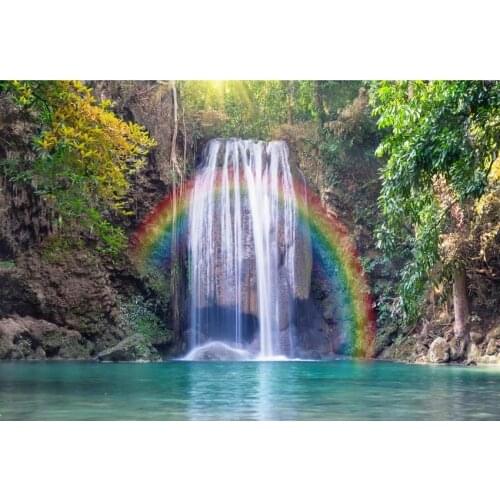 Natural Scenery Series Photography Background Mountain Waterfall With Rainbow Clear Water Backdrop For Photo Studio Booth Props