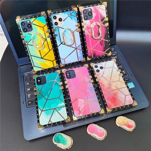 Luxury Brand Glitter Gradient Geometric Smooth Square Cover Phone Case For Motorola Moto G Play 2021 One 5G Ace G Power G Stylus