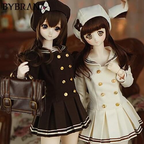 Bybrana Bjd Doll 1/3 Autumn And Winter Woolen Sailor Uniform Coat Suit Navy