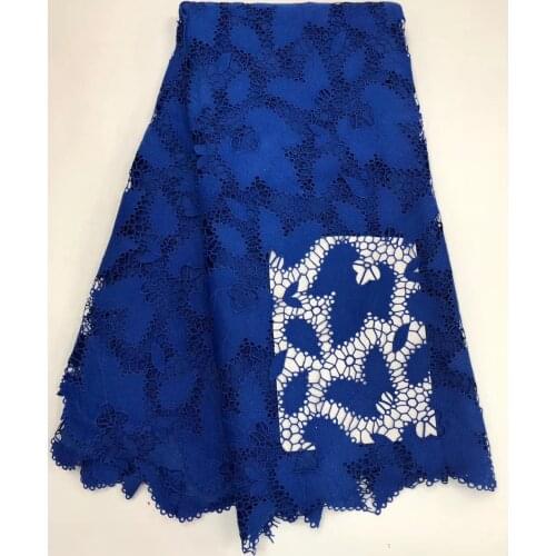 Blue African Lace Fabric, High Quality Eyelet Guipure Lace Thread, Water-soluble Lace For Holiday Clothing Sewing R3996