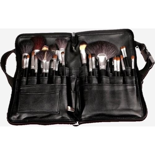 Makeup Brush Bag Prfessional Black Makeup Artist Waist Bag Zipper Portable Cosmetic Tool Case for Travel