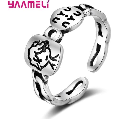 Trendy Vintage Ring Antique S925 Sterling Silver Metal Stylish Jewellery 2020 New Bague for Man Boy Male Hip Hop Jewelry
