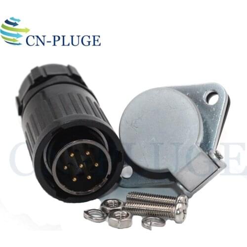 WP20 Type Waterproof 7 pin Aviation Connectors 20mm Panel Mount Male Plug & Female Socket IP65