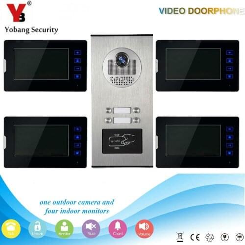 Yobang Security 7 "LCD Video Door Phone Video Intercom Doorbell Home Security IR Camera 4 Monitor With Night Vision Videoportero