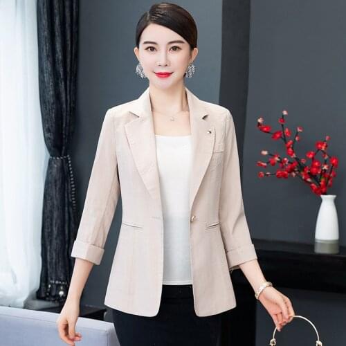 High Quality Women Elegant Business Solid Blazers Autumn Short Slim jacket Ladies Single Button Suits Coat Female Outerwear