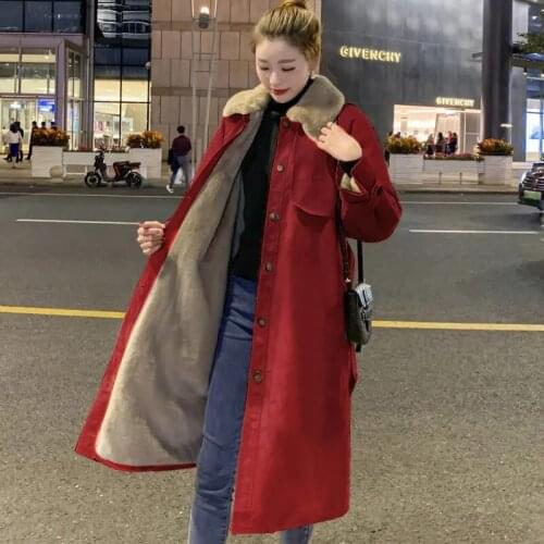 Large Size Female Jacket 2021 Women New Winter Clothes Loose Mid-length Plus Velvet Windbreakes Thick Tooling Coat Tide Commute