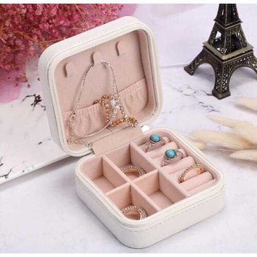 Womens Mini Jewelry Box Travel Jewelry Case Organizer Display With Zipper Leather Gift Boxes for Women