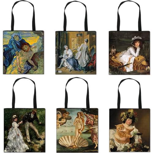 Oil Painting Women Shopping Bag Famous Casual Portable Ladies Shoulder Versatile Fashion Tote Bags Gift
