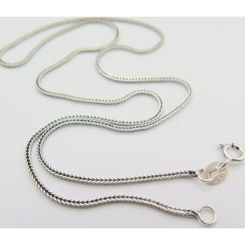 Pure 925 Sterling Silver Necklace 1.0mm Wheat Link Chain Necklace For Women 40cm, 45cm