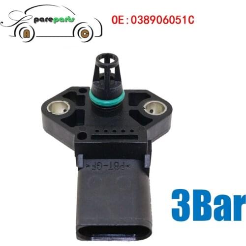 0281002401 0824311002 3Bar Air Boost Pressure Map Sensor For VW Golf Jetta Tiguan Audi Seat Skoda 038906051C 038 906 051C