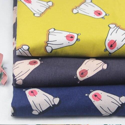 100% cotton yellow dark gray cartoon bear sanded plain fabrics soft textile cloth for DIY handwork bedding shirt dress tissue